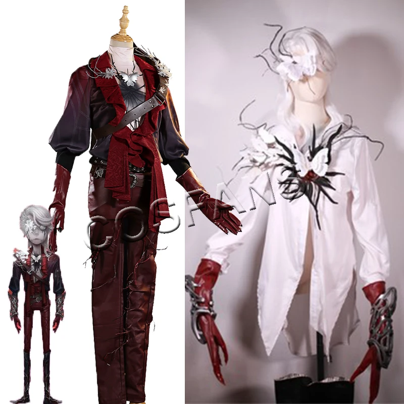 게임 정체성 V naab Subedar Cosplay Costume 용병 빨간색 전투 유니폼 활동 파티 역할 놀이 의류 가발 및 신발 소품