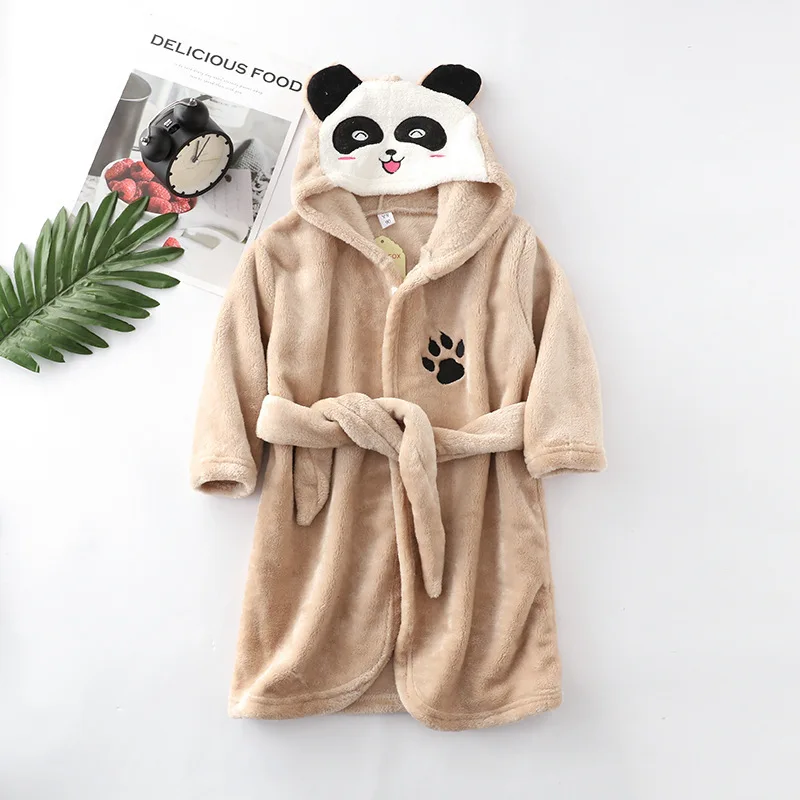 2023 Children\'s Pajamas Winter Toddler Flannel Pajamas Robes Boy Girl Hooded Bathrobe Baby Homewear Clothing Kids Jacket Coat