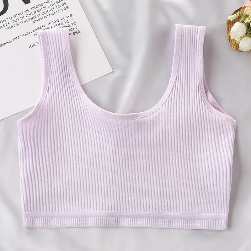 Girl Bra Cotton Children Sports Bra Girls Underwear Kids Solid Color Soft Vest Tops for Girls 7-14 Years Clothes for Teenagers