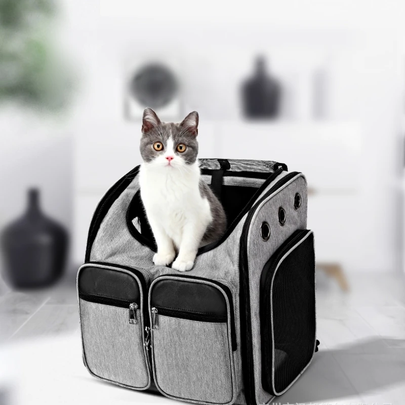 

Carrying Bag for Cat Travel Gridded Carrier Breathable Haversack Pet Small Dog Pouch Backpack Transport Holder Box Basket Supply