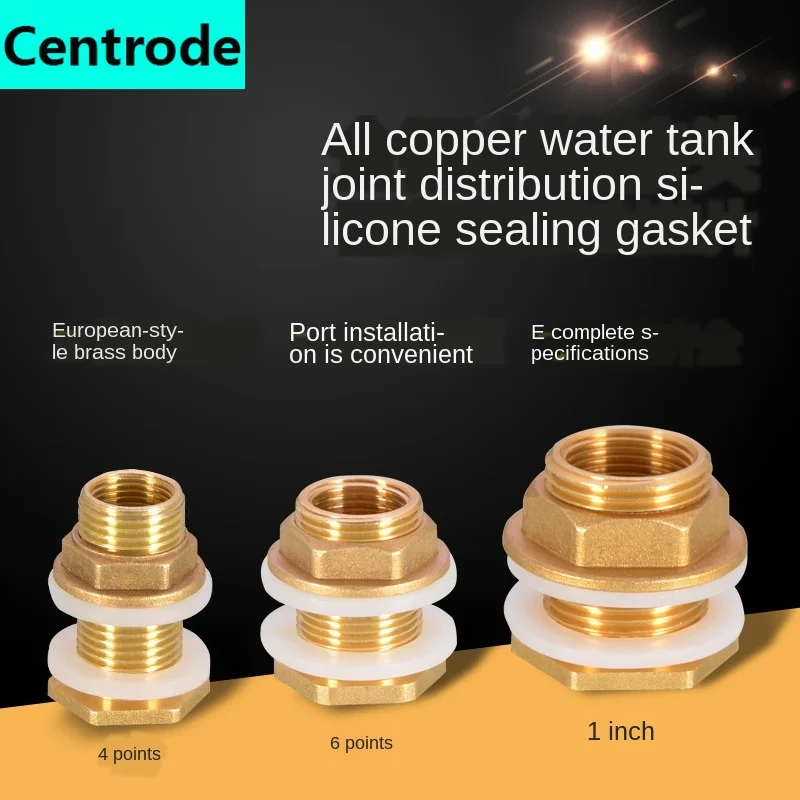 Conector de fio interno e externo de 1/2 polegadas, conector de cobre 1 em torre para água, balde de tanque de peixes, acessórios de interface de drenagem