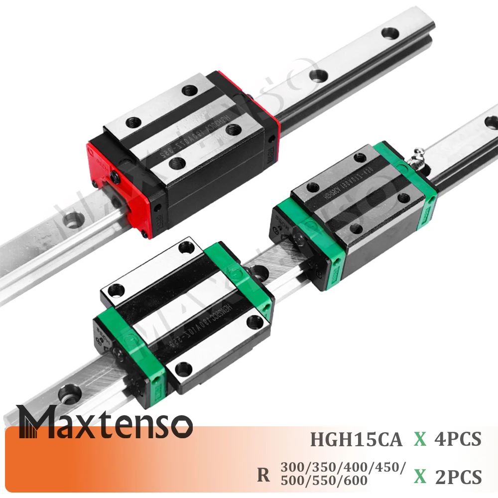 

MAXTENSO HGR15 Linear Guide Rail HGH15CA Blocks Carriage router parts 300 350 400 450 500 550 600mm Linear Guideways for CNC