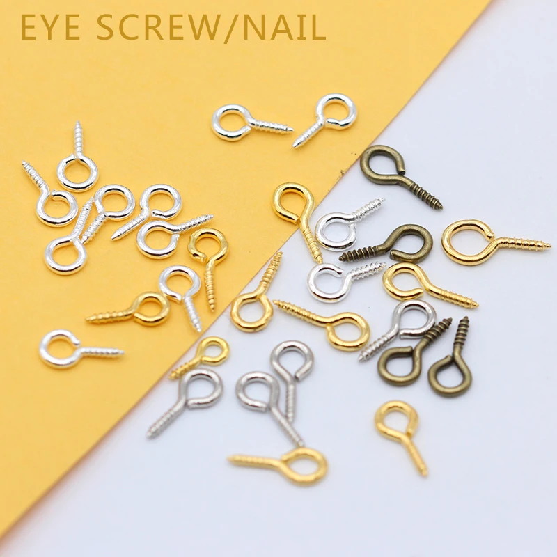 200pcs 8/10/12/13mm Small Tiny Mini Eye Pins Eyepins Hooks Eyelets Screw Threaded Peg for pendants jewelry making accessories