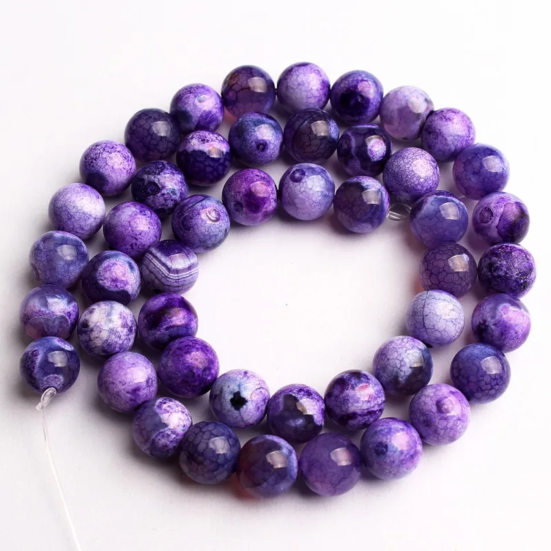Natural Stone Beads Purple Fire Dragon Agates Round Loose Spacer Beads For Jewelry Making DIY Bracelet Ear Studs 15\'\' 6 8 10mm