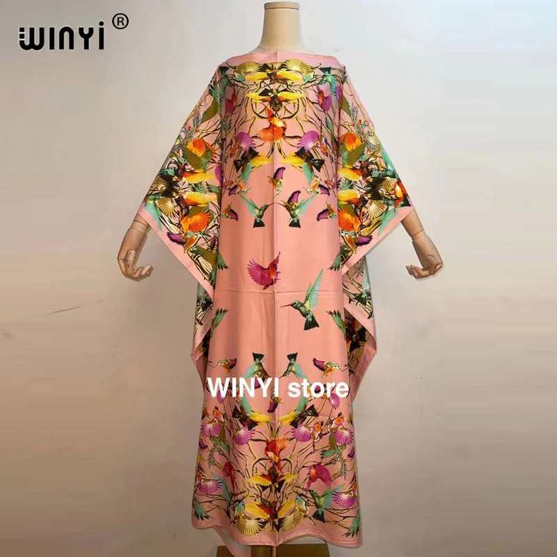 

America beach Printed Dresses For Women Fashion Design Loose Dress Batwing Maxi Long Femme Vestidos Summer Party Elegant Dress