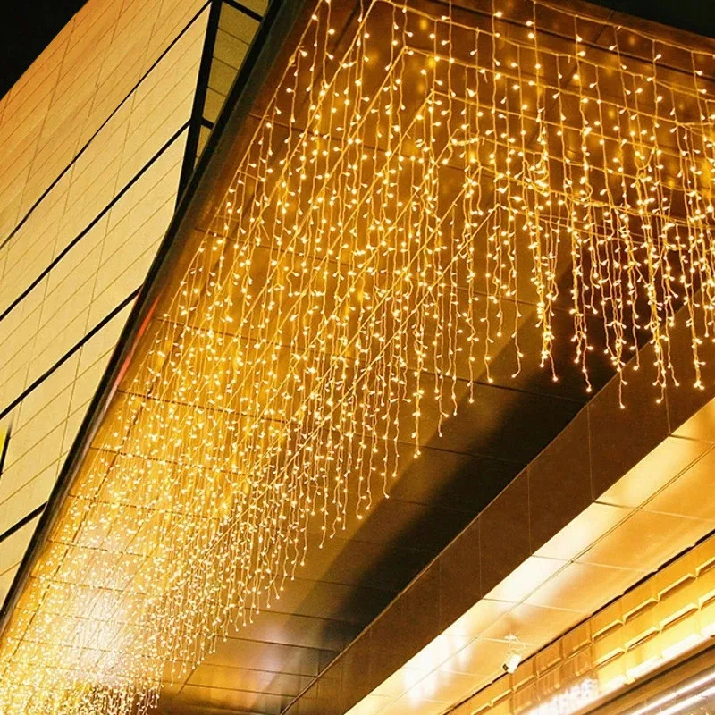 5M LED Curtain Icicle String lights Christmas Garland Faiy Light Droop 0.4-0.6m Xmas Garden Street Outdoor Decorative Lighting