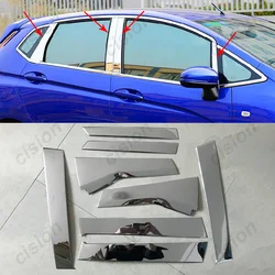 8Pcs Stainless Steel Chrome Glossy Car Door Window Center Column BC Pillar Post Cover Trim for Honda Fit Jazz GK5 GP5 2014-2020