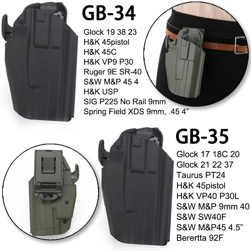 Tactical Pistol Handgun Universal Glock Holster Gun Holder H&K S&W M&P Taurus Beratta Belt Airsoft Holster Hunting Accessoires