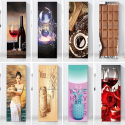 3D Kitchen Wine Chocolate Fridge Decorative Stickers PVC Waterproof Coffee Refrigerator Door Wrap Full Covering Wall Decal Shop