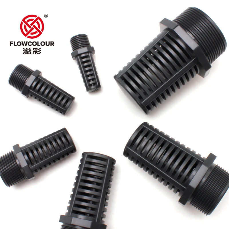 Flowcolour-PVC Threaded Sucção e Overflow Screen Filtro, Aquário Filtro Dreno Montagem Conectores, Fish Tank Permeável Vent Cap