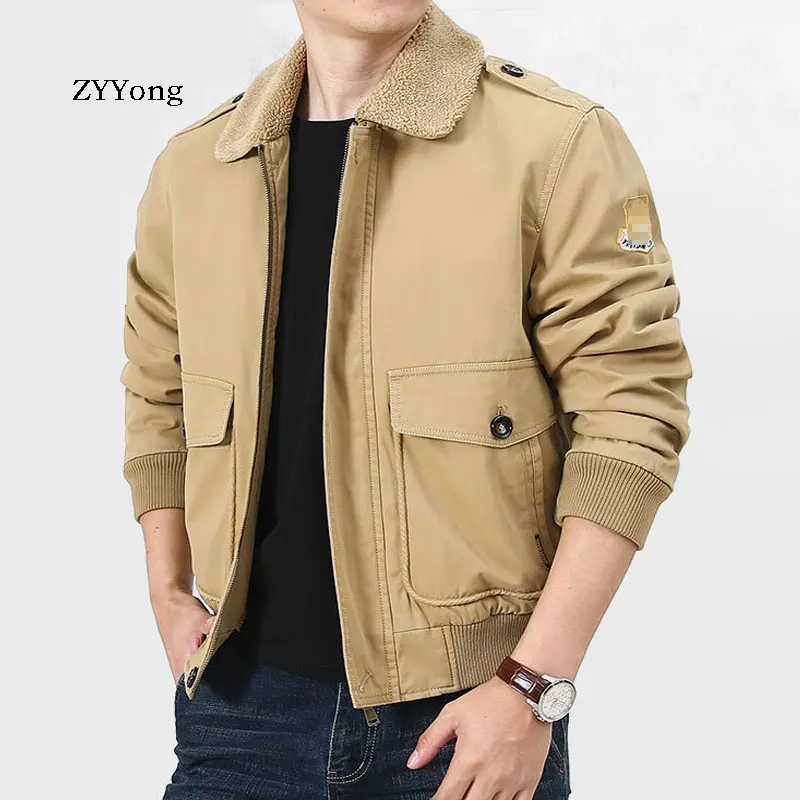 European Style Plus Velvet Thicken Blue Green Khaki Keep Warm Bomber Pilot Cotton Winter Parka Coat Men Jacket Outwear Clothing