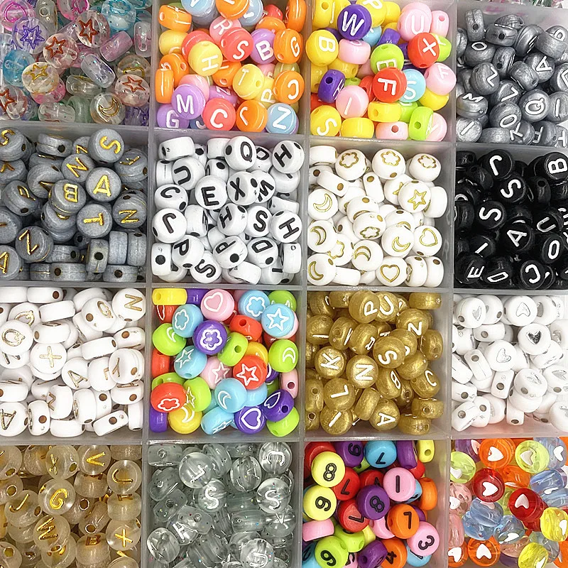 New 7x4mm 100pc All kinds of mixed letters Acrylic Beads Loose Spacer Beads for Jewelry Makeing DIY Clothing Accessories