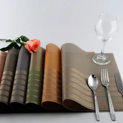 4 Pcs/set Simple Stripe PVC Placemats Kitchen Dining Coffee Table Place Mats Coasters Kitchen Accessories Individuales De Mesa