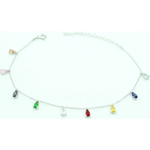 Mixed Color Cubic Zirconia Anklet Silver Lady The Anklets Model Women 'S Anklets Thl-16