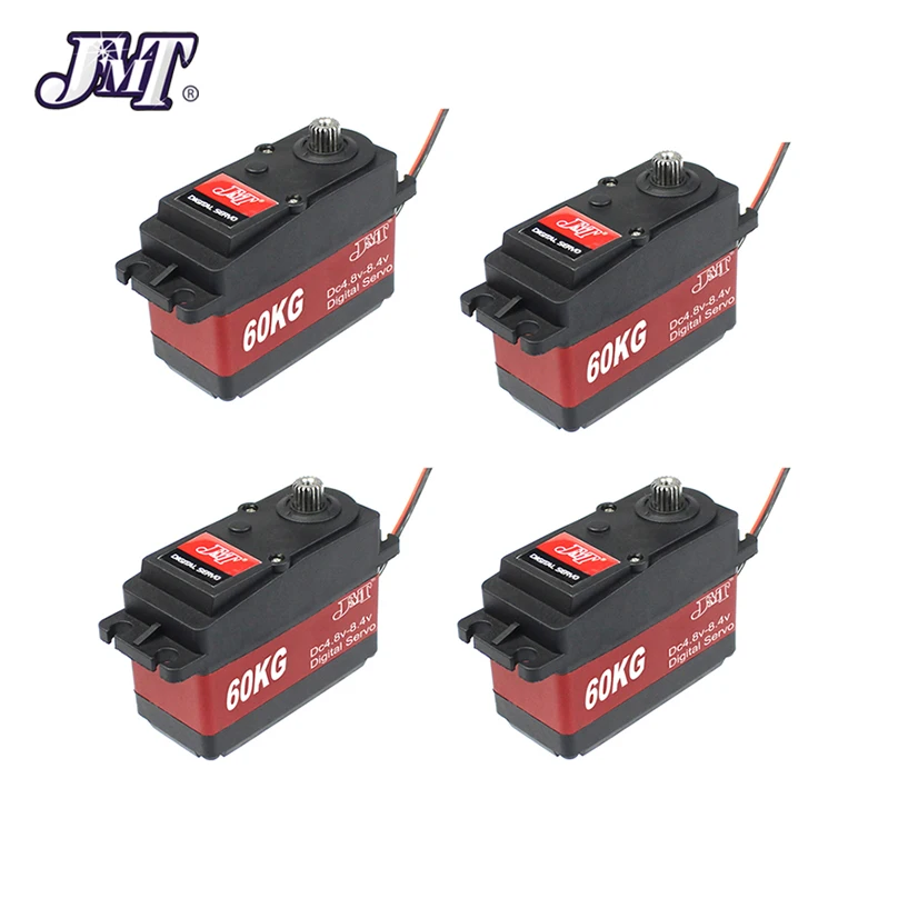 JMT 4PCS Waterproof 60KG Digital Metal Gear Servo 6v-8.4v 60kg High Torque 180 270 360 Degree Servo for 1/5  RC Car Parts