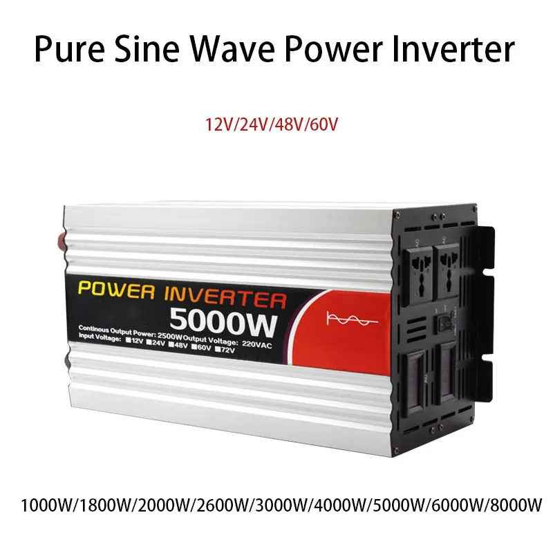 

Inverter 12/24/48/60V 1000/2000/3000/4000/8000W Dc To Ac 220V Pure Sine Wave Voltage Converter Power Car Micro Inverter Solar