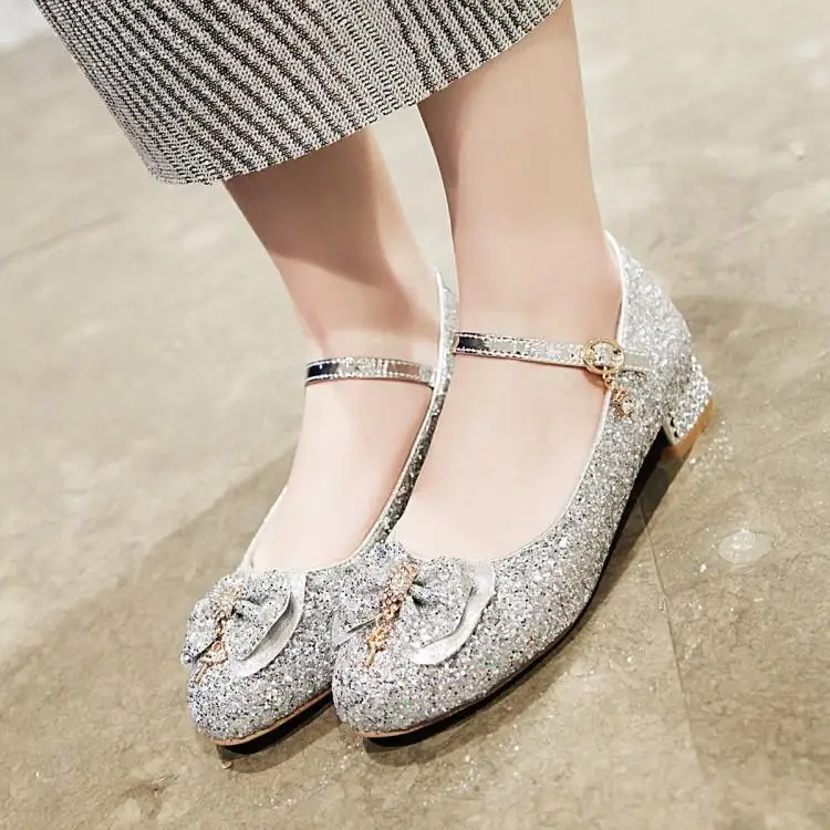 Pink/Silver Shiny Princess Flats Lolita Vintage Shoes Mori girl Bowknot Kawaii Girl Tea Party Women Shoes