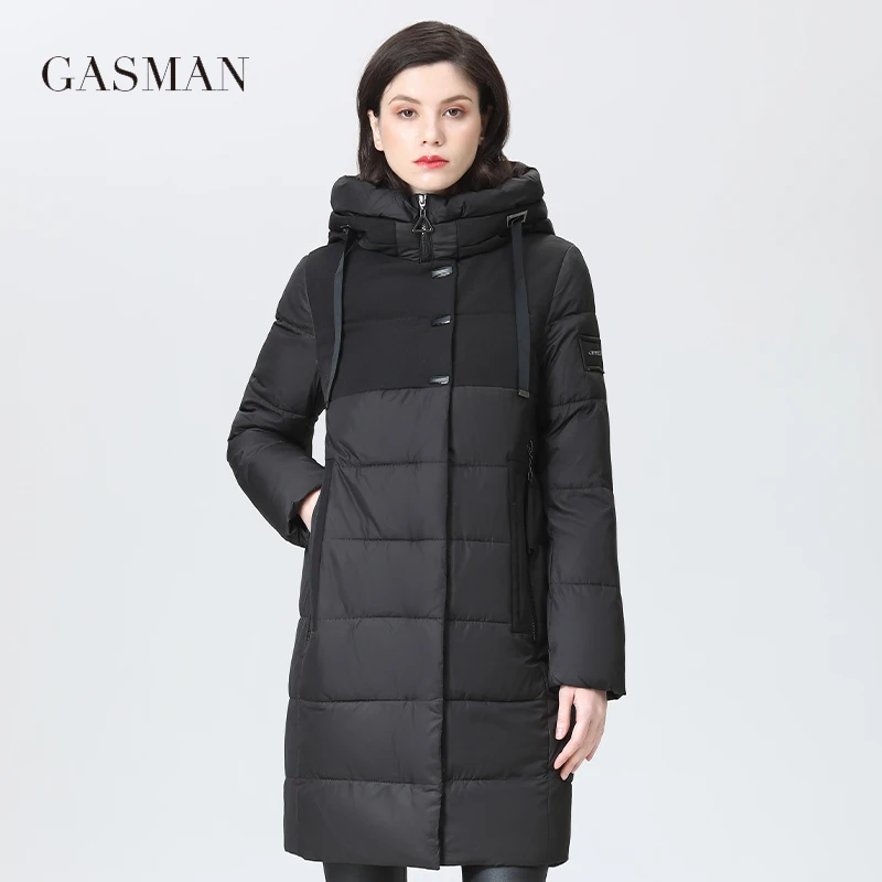 GASMAN 2022 women\'s winter jacket Long casual warm down jacket female Stand-up collar hooded zipper parka Women coat 17616