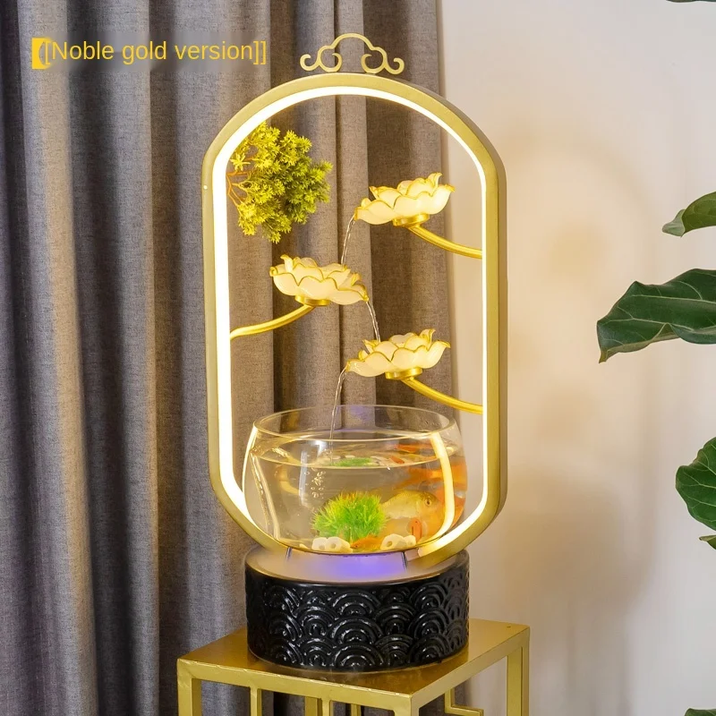 TT Chinese Style Fish Globe Small Desktop Creativity Circulating Water Floor Home Ornaments Small Fish Tank