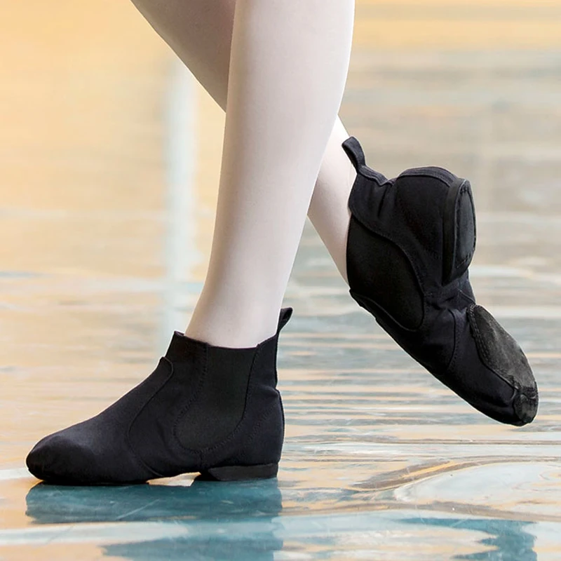 Canvas Dance Booties Dance Sneaker Women Black High Top Jazz Boots Twin Gore Jazz Dance Shoes Men Dancing Sneakers