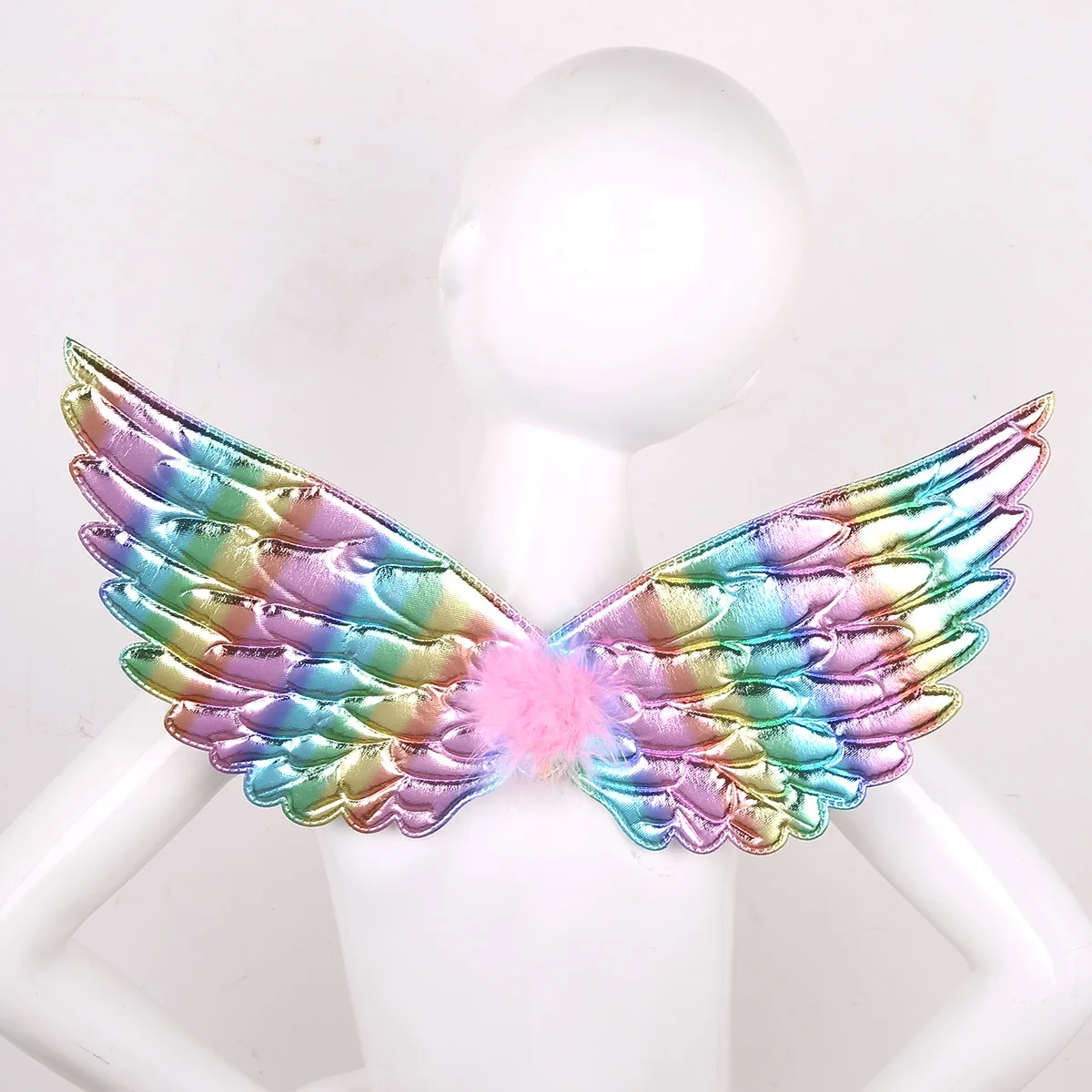 Kids Children Glossy Metallic Angel Wings Cosplay Masquerade Performance Fancy Dress Costume Accessory Photography Props Wings