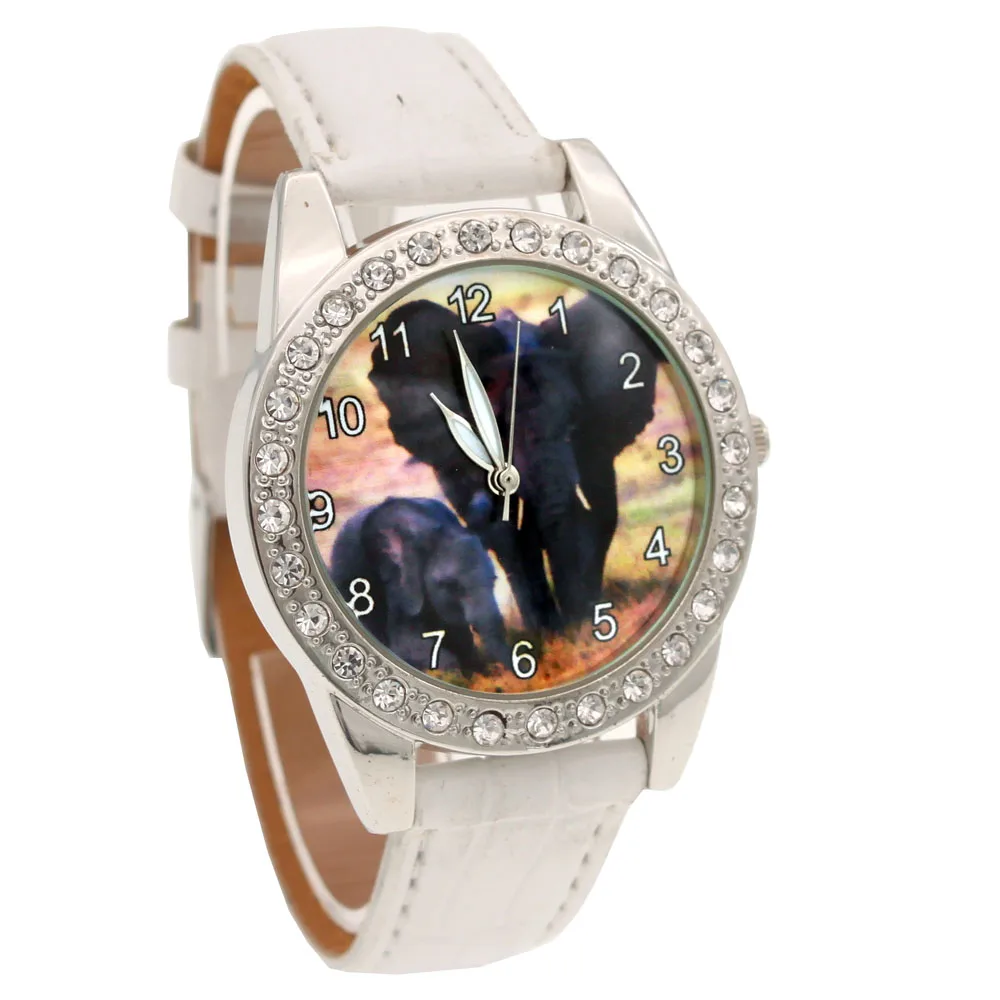 Nuova moda donne in pelle uomini ragazzo ragazze orologi orologio da polso elefante signore braccialetto femminile orologio al quarzo orologio rotondo bambini