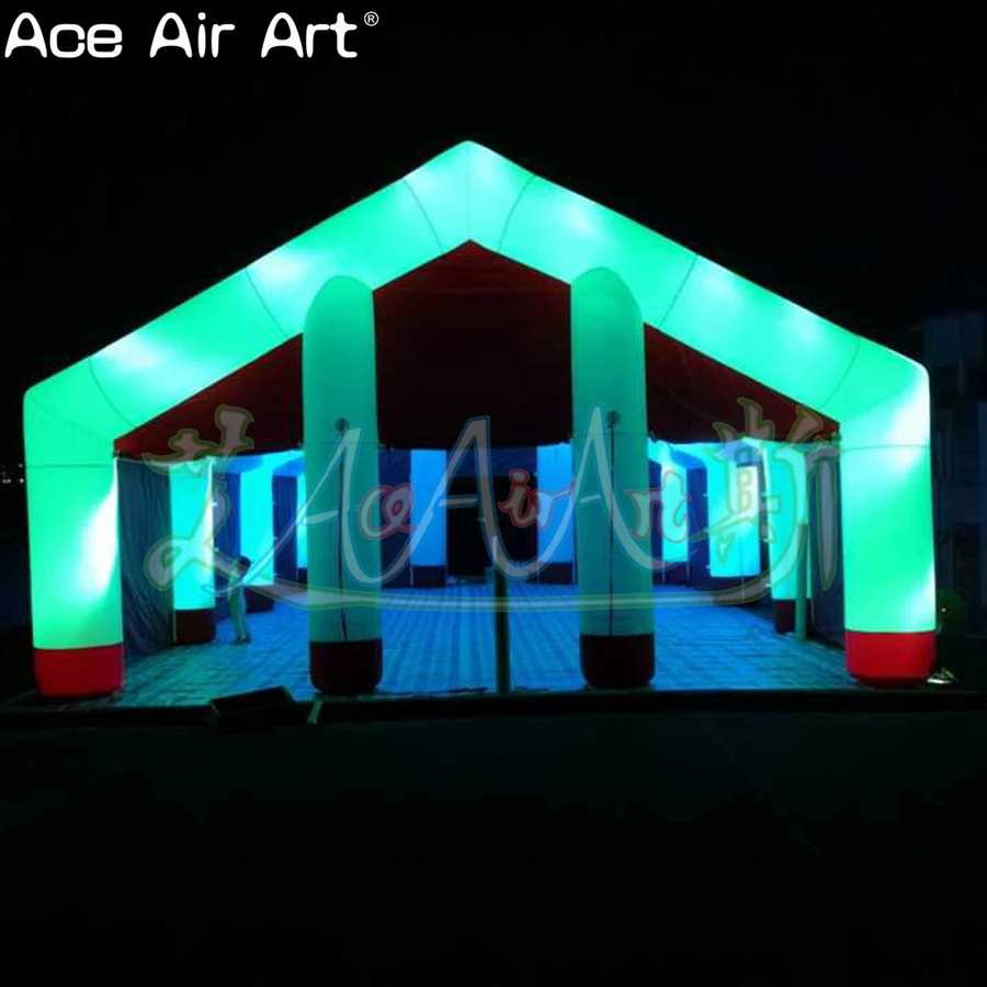 Mooi opblaasbaar rood huis, opblaasbare trouwtent met verlichting voor buitenactiviteiten/feest/tentoonstelling gemaakt door Ace Air Art