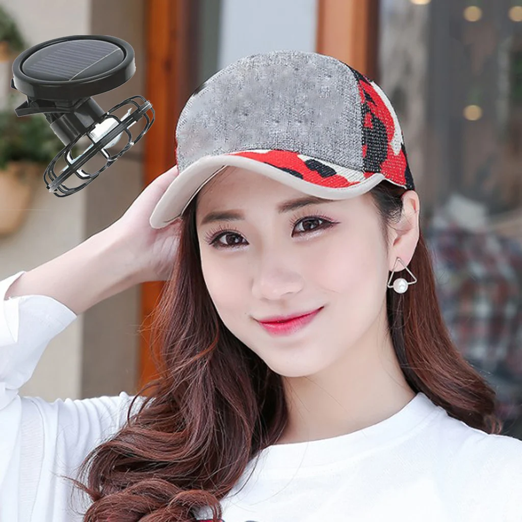 Clip On Cap Mini Solar Fan Portable Summer Traveling Sun Energy Power Cooling Fans for Outdoor Camping Fishing