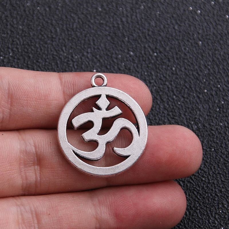 10pcs 18*21mm Antique   Alloy Round OM/OHM/3D Sign Charms Pendant Diy Jewelry Findings Accessories