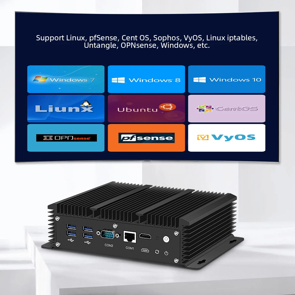 X44 Model Mini PC Firewall Intel Core 8th-12th Gen CPU 6x 2.5G Ethernet Support Windows Linux Pfsense OpenWrt WiFi 4G LTE