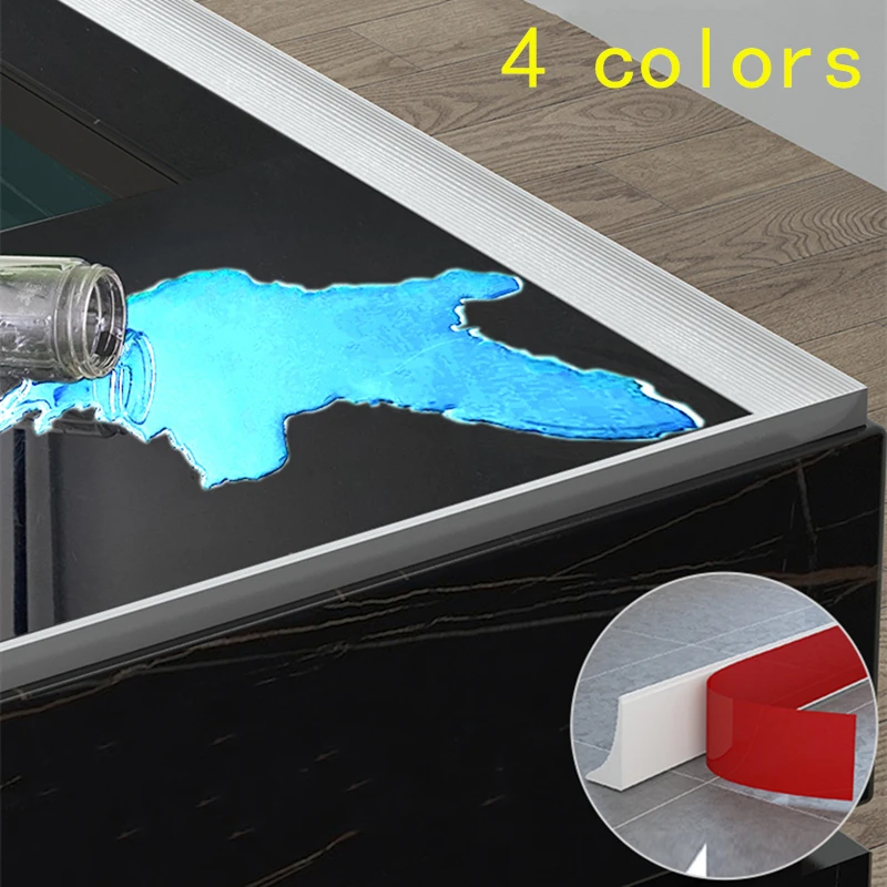 New Kitchen Countertop silicone water barrier Bathroom Stopper Bendable retaining strip Dry And Wet Separation Flood barriers