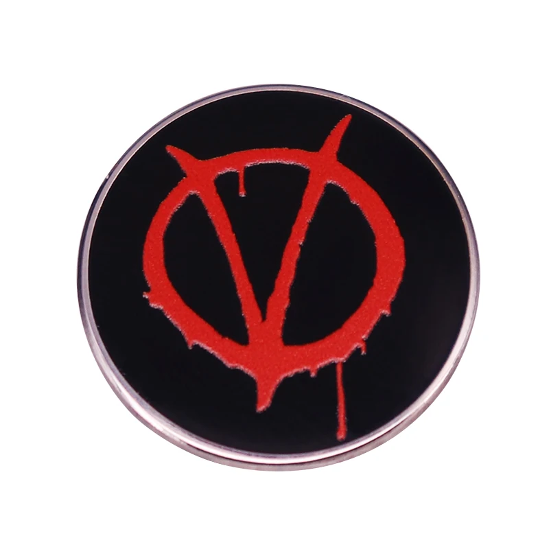 V for Vendetta Pin Book Movie Bloody Letter logo Badge Insignia Political Anarchist Anonymous