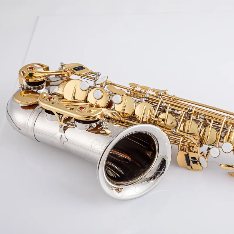 NEW Saxophone A-WO37 Alto Saxophone Nickel Plated Gold Key Professional Sax Mouthpiece With Case and Accessories