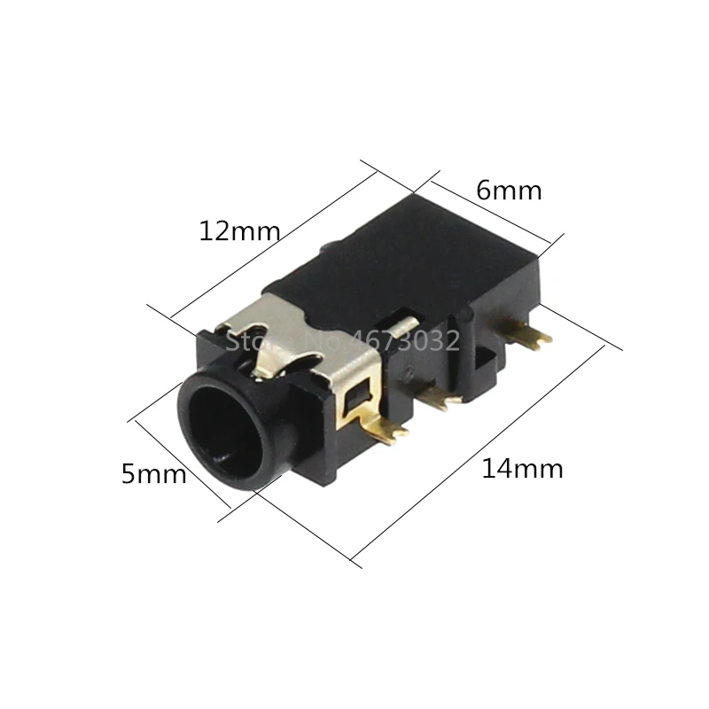 10PCS 3.5 MM headphone socket Audio socket PJ-342 Surface mounted 6 feet Double track gold plated PJ342
