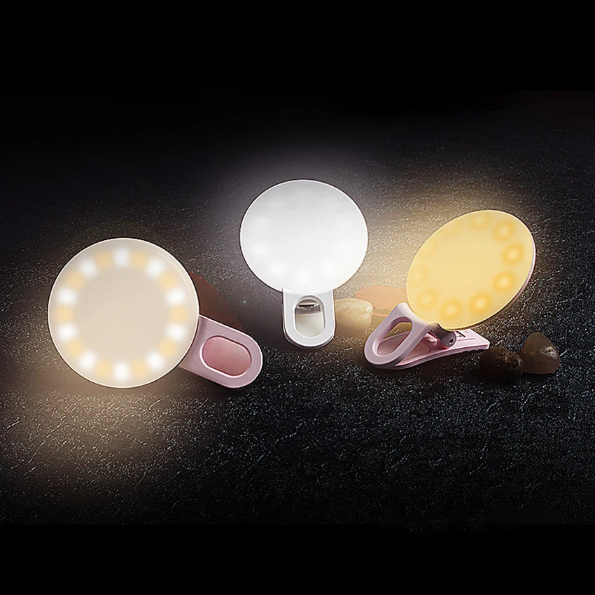 Luci ad anello per Selfie luce circolare a LED, 3 modalità di illuminazione, Clip su ricaricabile per l'illuminazione Video della fotografia del computer portatile del telefono cellulare