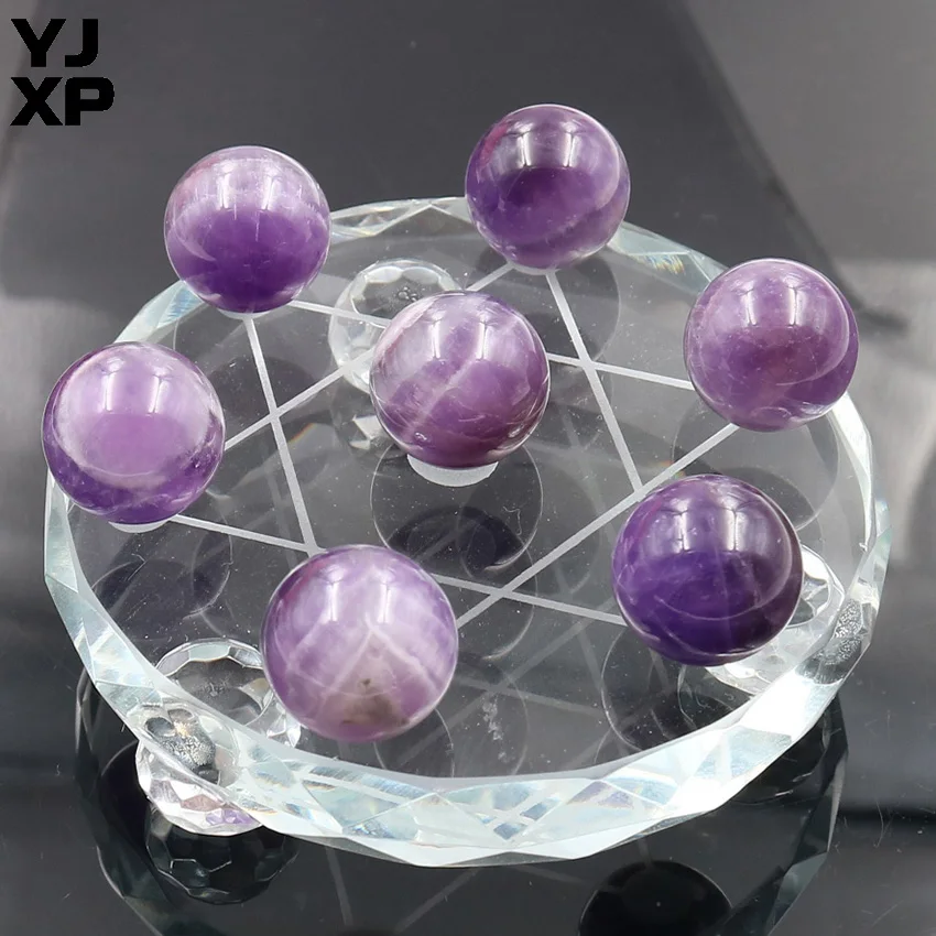 

YJXP Feng Shui Seven Star Array Plate Base Natural Crystal Amethysts Beads Ball Reiki Healing Home Decoration Jewelry Findings