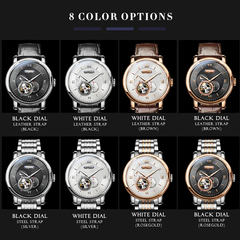 Reloj mecánico automático LOBINNI de lujo para hombre, reloj de pulsera con segunda subesfera, reloj resistente al agua con cristal de zafiro