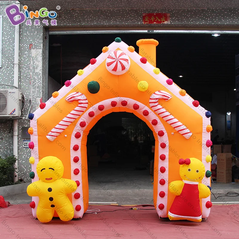 Customizable Size inflatable christmas candy arch for decoration / Christmas archway with LED lighting balloons toys