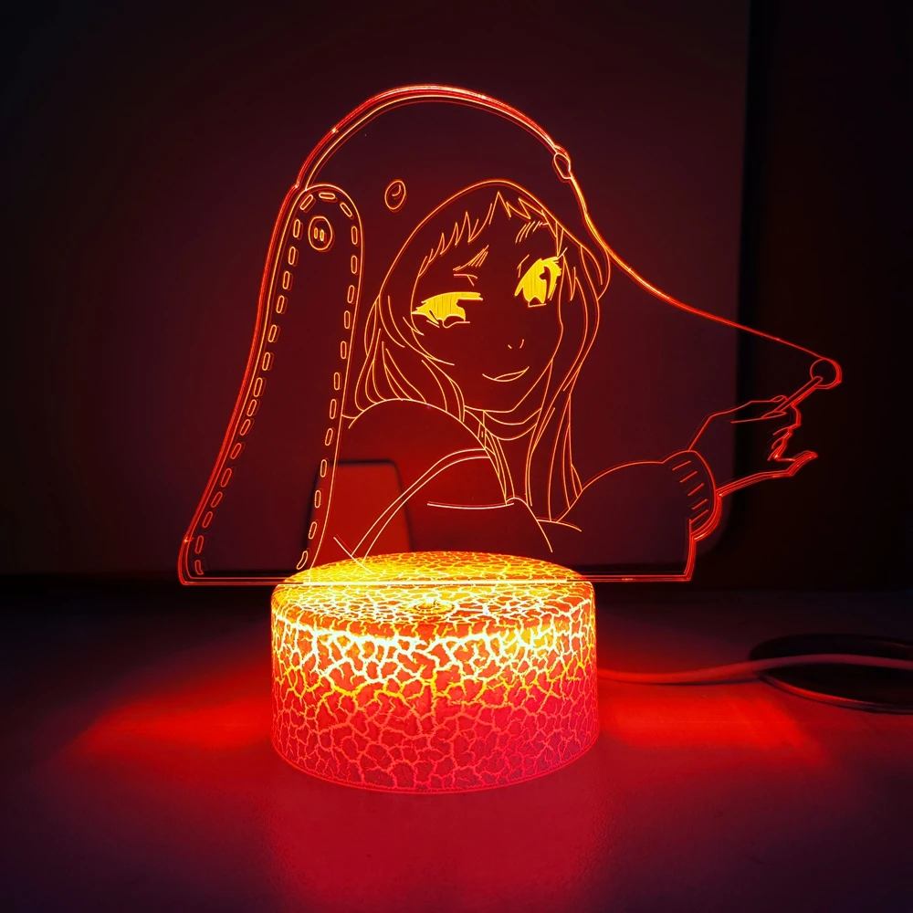 

Anime Kakegurui Compulsive Gambler Runa Yomozuki Figure 3d Light for Kids Bedroom Decor Nightlight Manga Gift Room Table Lamp