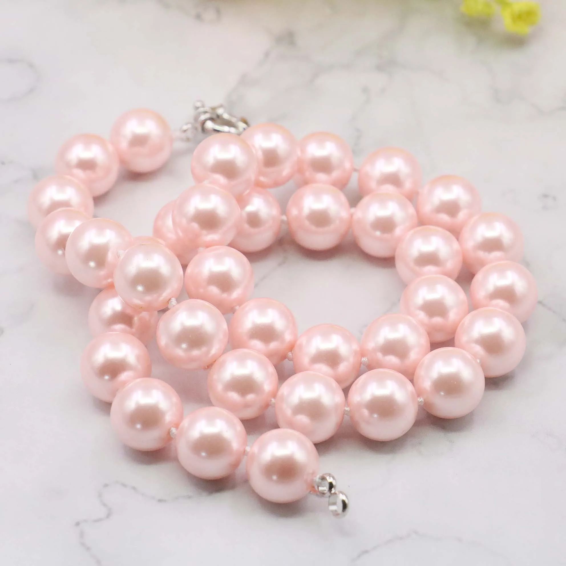 DIY 10 12mm Pink South Sea Shell Pearl Necklace 18\