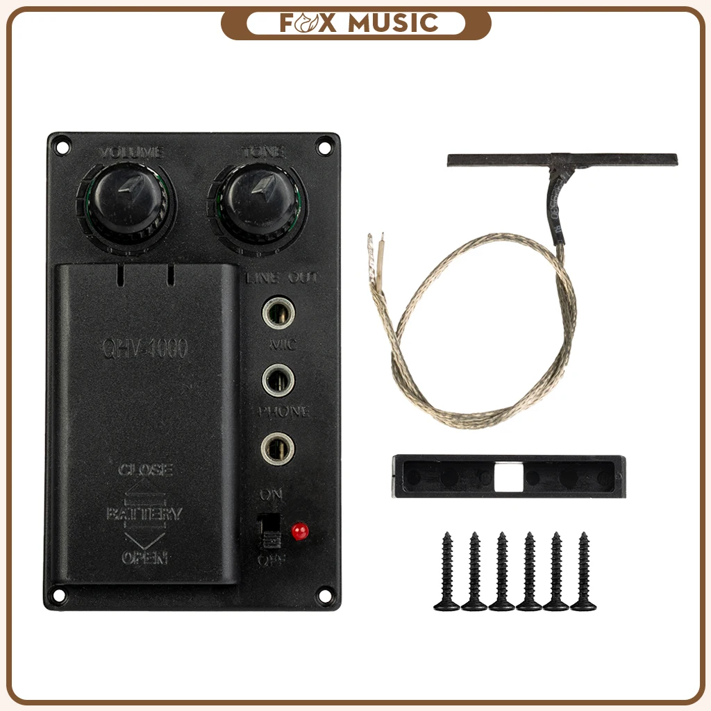 4/4 3/4 Electric Violin Pickup Bridge Piezo Set Transducer Frame EQ Preamp DIY With Screws