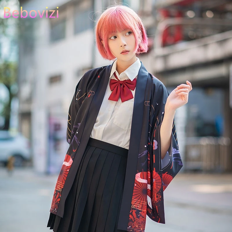 

Newest Summer Red Snake Printing Loose Japanese Kimono Cardigan Women Men Harajuku Haori Kimono Cosplay Blouse Top Yukata