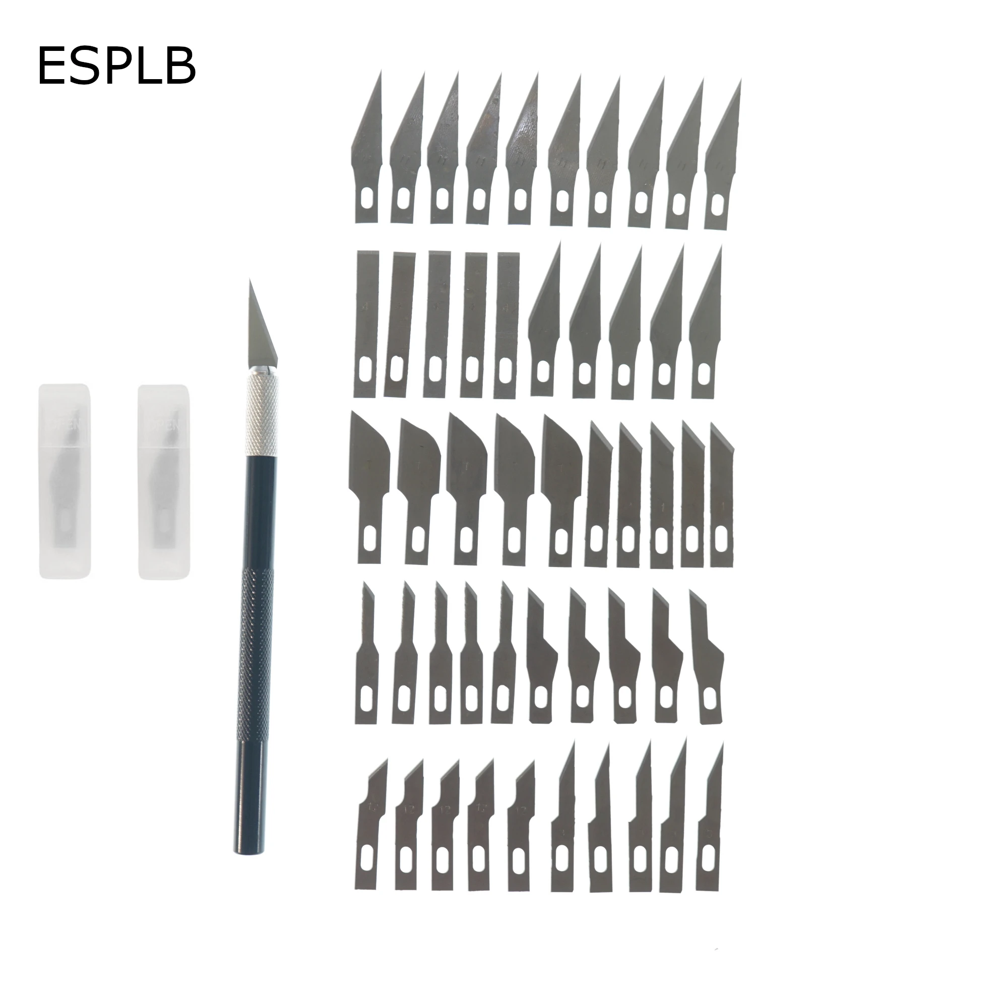 50pcs Mixed #11 Craft Knife Blades + Non-Slip Engraving Metal Scalpel Knife Cutter for Mobile Phone Laptop PCB Repair Hand Tools