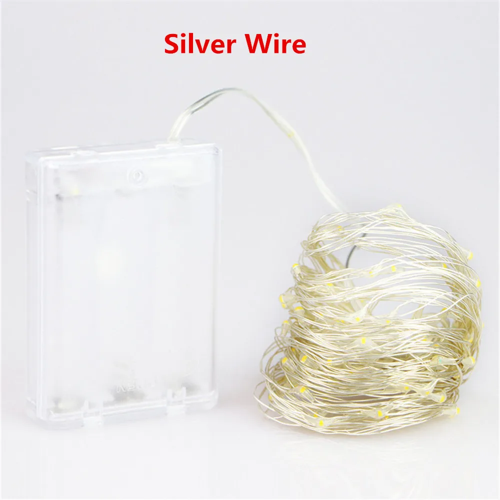 2M 5M 10M 20/50/100 Led Strings Silver Wire 3XAA Battery Operated Christmas Wedding Party Decoration LED String Fairy Lights