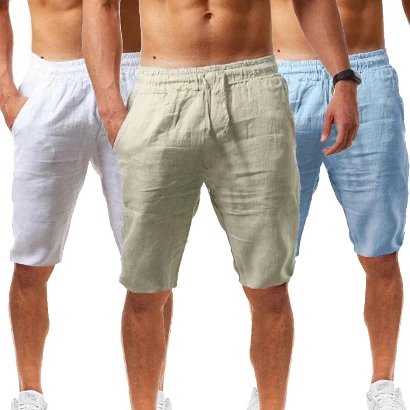 Pantaloni da Jogging comodi da uomo in cotone e lino sportivi Casual estivi