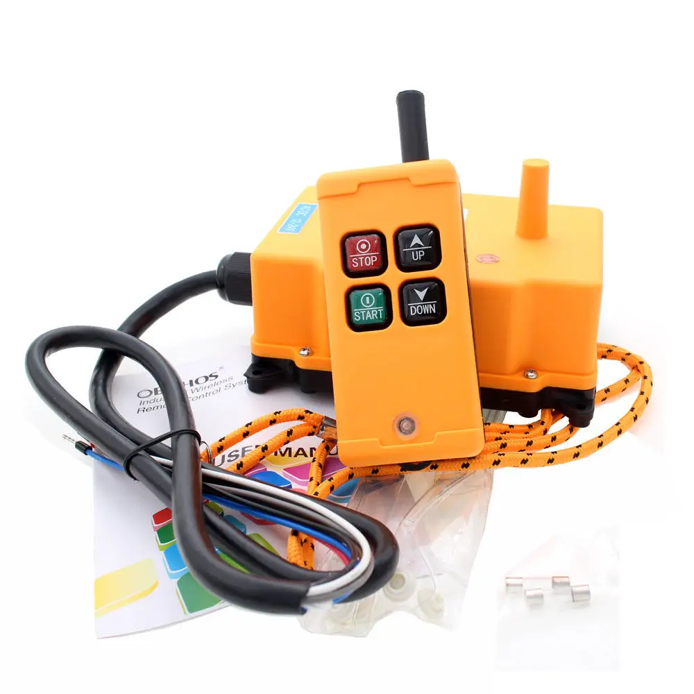 OBOHOS 12V 24V 220V 380V HS-4 4 Channels 1 Speed Control Hoist industrial wireless Crane Radio Remote Control System