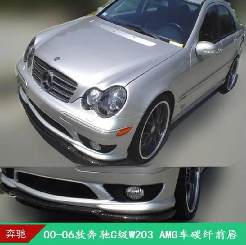 Carbon Fiber Front Bumper Lip Rear Bumper Diffuser Fits For BENZ C-Class W203 AMG 2000-2006