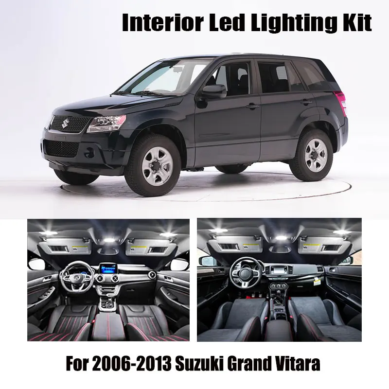 12 Bulbs LED Interior Light Kit Xenon White Lamps For 2006-2011 2012 2013 Suzuki Grand Vitara Map Dome Trunk License Plate Lamp