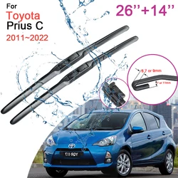 Car Front Windshield Wiper Blades for Toyota Prius C Aqua NHP10 2011 2012~2022 Model Frameless Rubber Snow Scraping Accessories