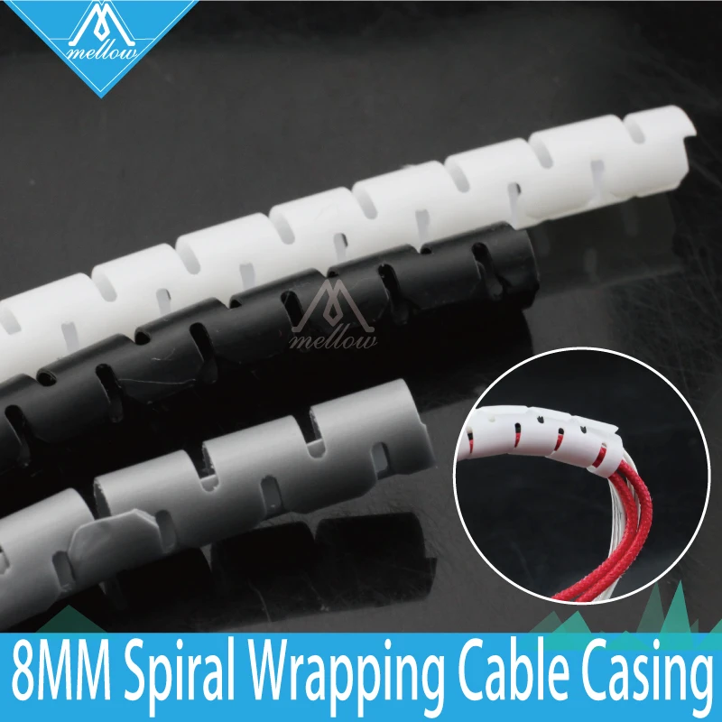 

3D Printer RepRap spiral Wrapping Cable casing Flame retardant 2M Length ID 8mm Cable Sleeves Winding pipe wrapping band